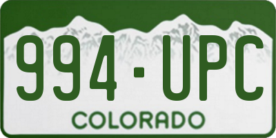 CO license plate 994UPC