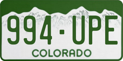 CO license plate 994UPE