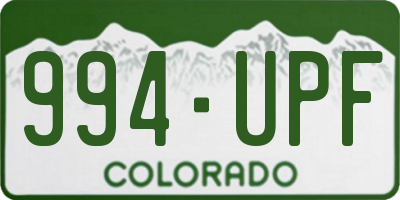 CO license plate 994UPF
