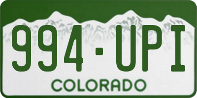 CO license plate 994UPI