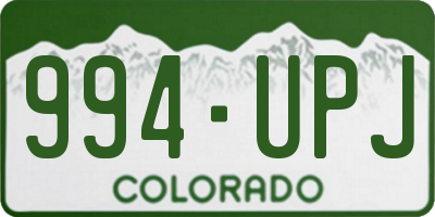 CO license plate 994UPJ