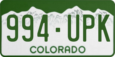 CO license plate 994UPK