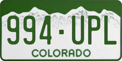 CO license plate 994UPL