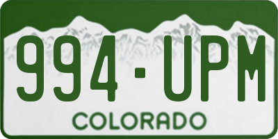 CO license plate 994UPM