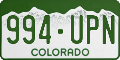 CO license plate 994UPN