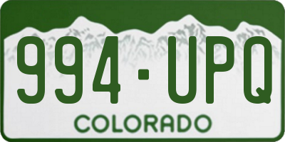 CO license plate 994UPQ