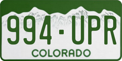 CO license plate 994UPR