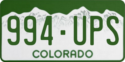 CO license plate 994UPS