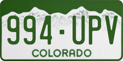 CO license plate 994UPV