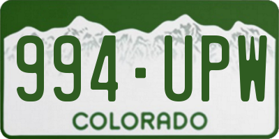 CO license plate 994UPW