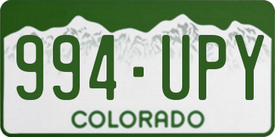 CO license plate 994UPY
