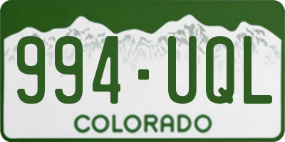 CO license plate 994UQL