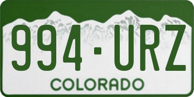 CO license plate 994URZ