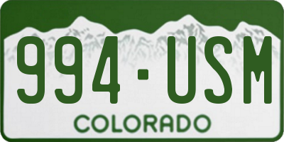 CO license plate 994USM