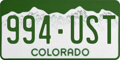 CO license plate 994UST