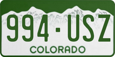 CO license plate 994USZ