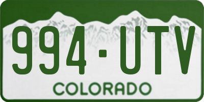 CO license plate 994UTV
