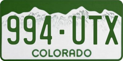 CO license plate 994UTX
