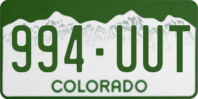 CO license plate 994UUT