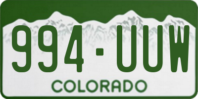 CO license plate 994UUW