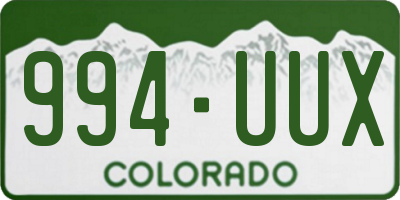 CO license plate 994UUX