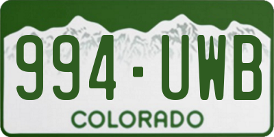 CO license plate 994UWB