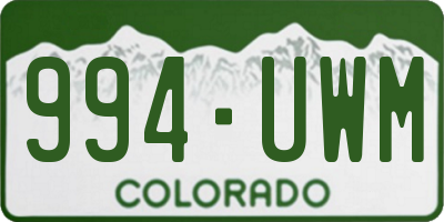 CO license plate 994UWM