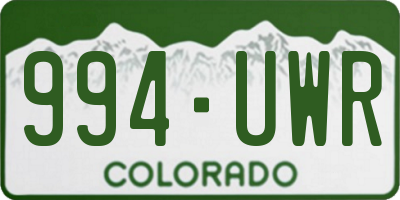 CO license plate 994UWR