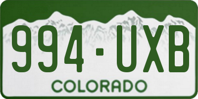 CO license plate 994UXB