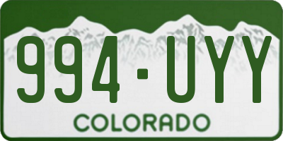 CO license plate 994UYY
