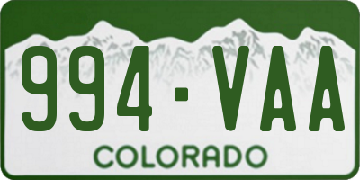 CO license plate 994VAA