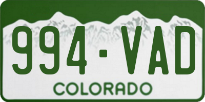 CO license plate 994VAD