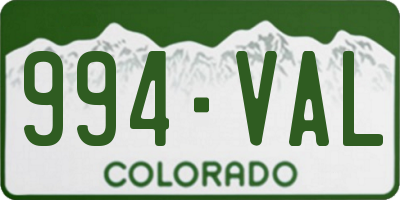 CO license plate 994VAL