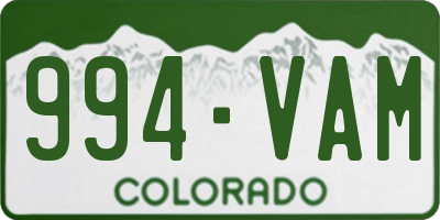 CO license plate 994VAM
