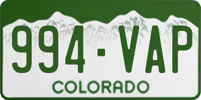 CO license plate 994VAP