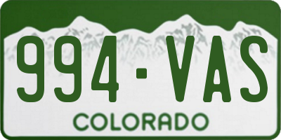 CO license plate 994VAS