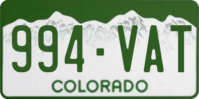 CO license plate 994VAT