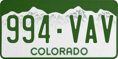 CO license plate 994VAV