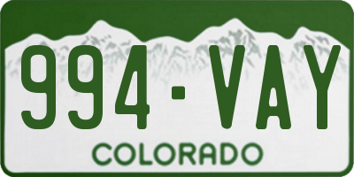 CO license plate 994VAY