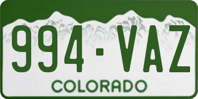 CO license plate 994VAZ