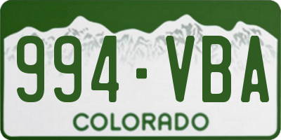 CO license plate 994VBA