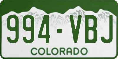 CO license plate 994VBJ