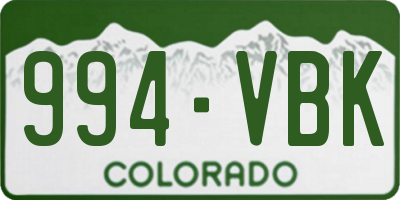 CO license plate 994VBK