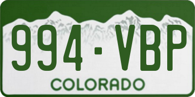 CO license plate 994VBP