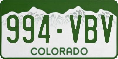 CO license plate 994VBV