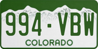 CO license plate 994VBW