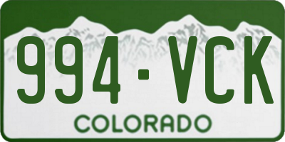 CO license plate 994VCK