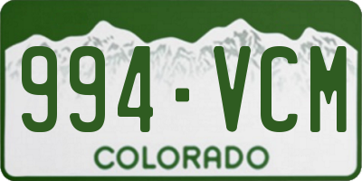 CO license plate 994VCM