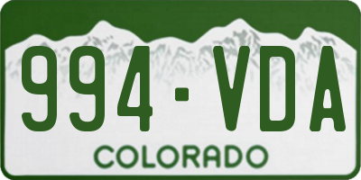 CO license plate 994VDA