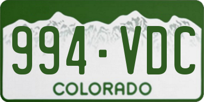 CO license plate 994VDC